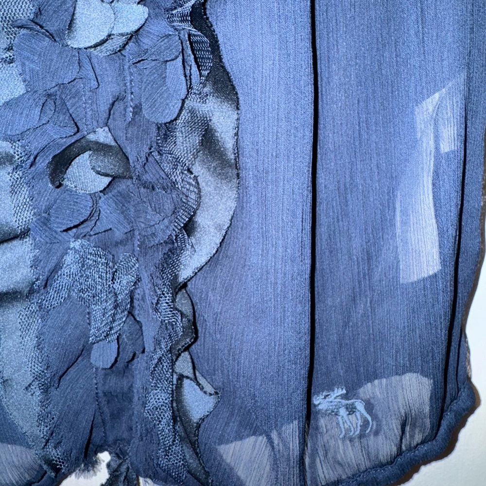 Abercrombie & Fitch Deep Blue Ruffle Blouse - Picture 3 of 5